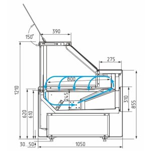 Витрина холодильная Carboma GC111 VM 1,5-1 (1008 Темный дуб) (динамика, газлифт, без боковин) - Изображение 6