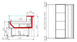 Витрина холодильная Carboma GC110 VM 1,25-2 (с боковинами, динамика, открытая) 0011-9006 - Изображение 2