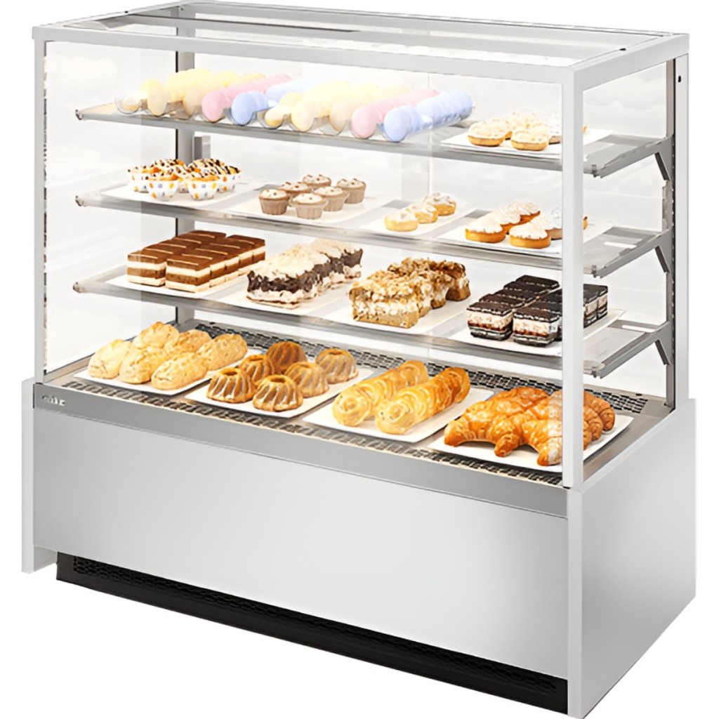 Витрина кондитерская Chilz VETE KUB 90 NEYTRAL белый глянец, шлифованная нержавейка