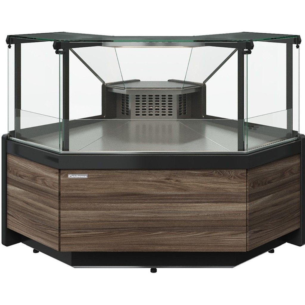 Витрина холодильная Carboma GC111 VM 5 (1008 Темный дуб) (внешний угол, динамика, без боковин)