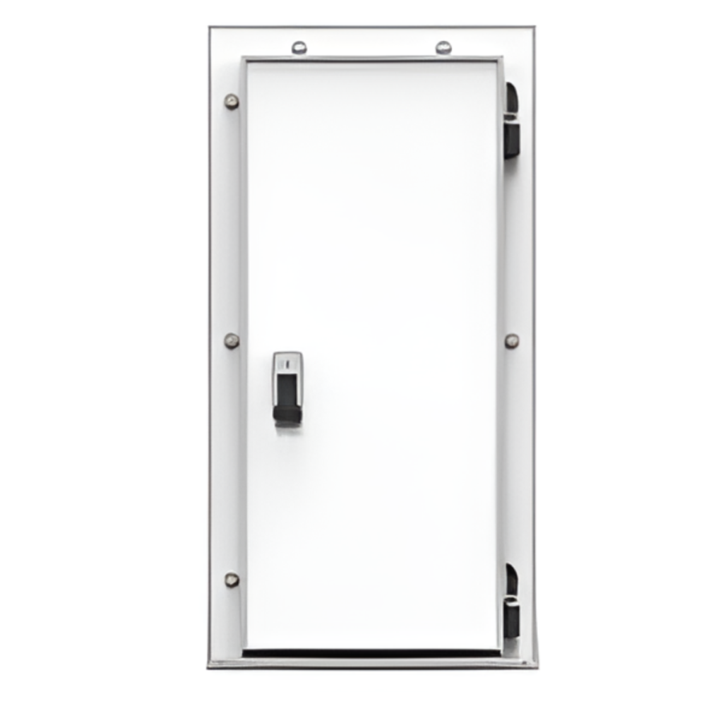 Дверь холодильная распашная одностворчатая НТ-РДО-1200*2000/120 (с металлической рамой)