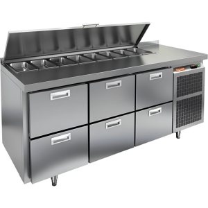 Стол холодильный для салатов HiCold SL2-222GN (1/6) с крышкой